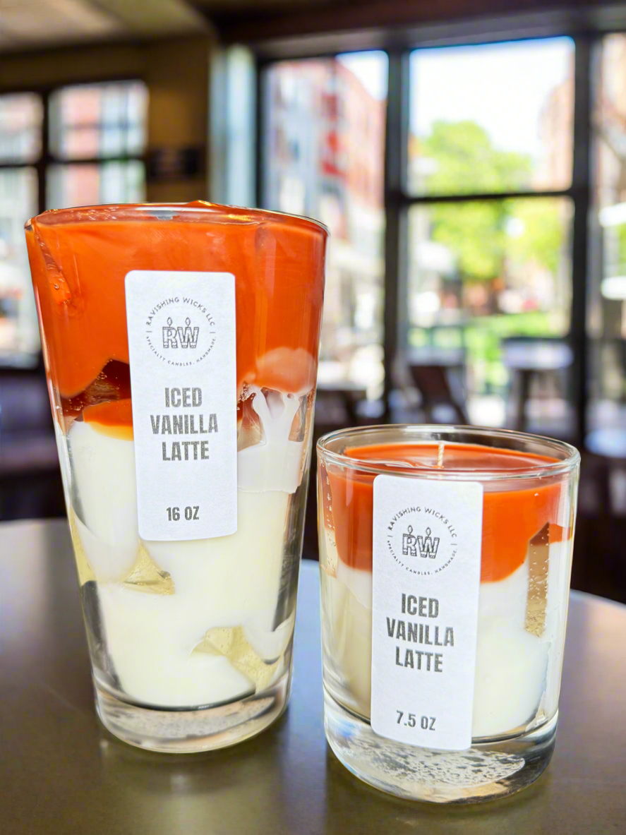 Iced Vanilla Latte Cold Brew Coffee Candle - Hand-Poured Gel & Soy Wax Blend