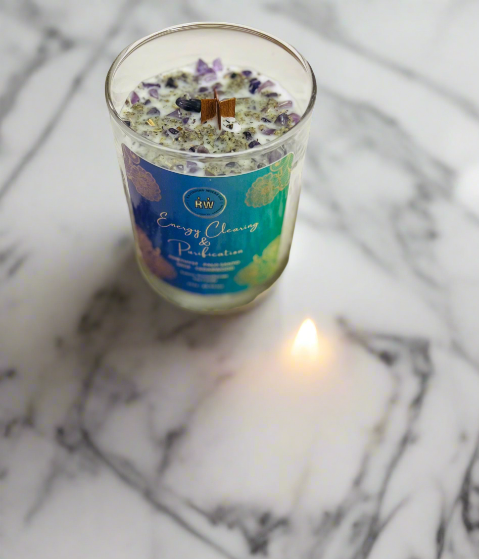 Energy Clearing & Purification Sage Smudging Intention Candle - 7.5 oz